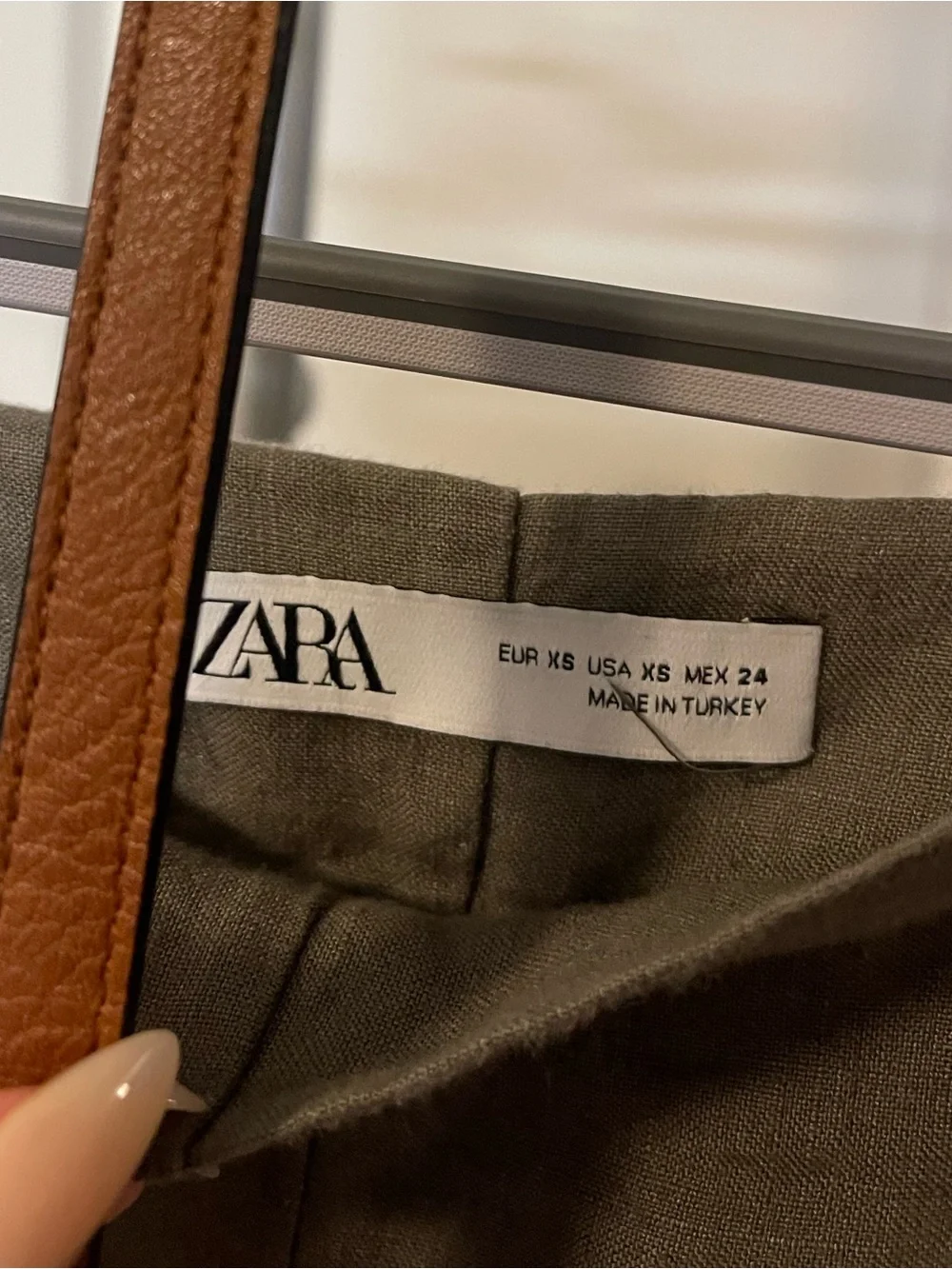 Zara LINEN sage green wide leg pants